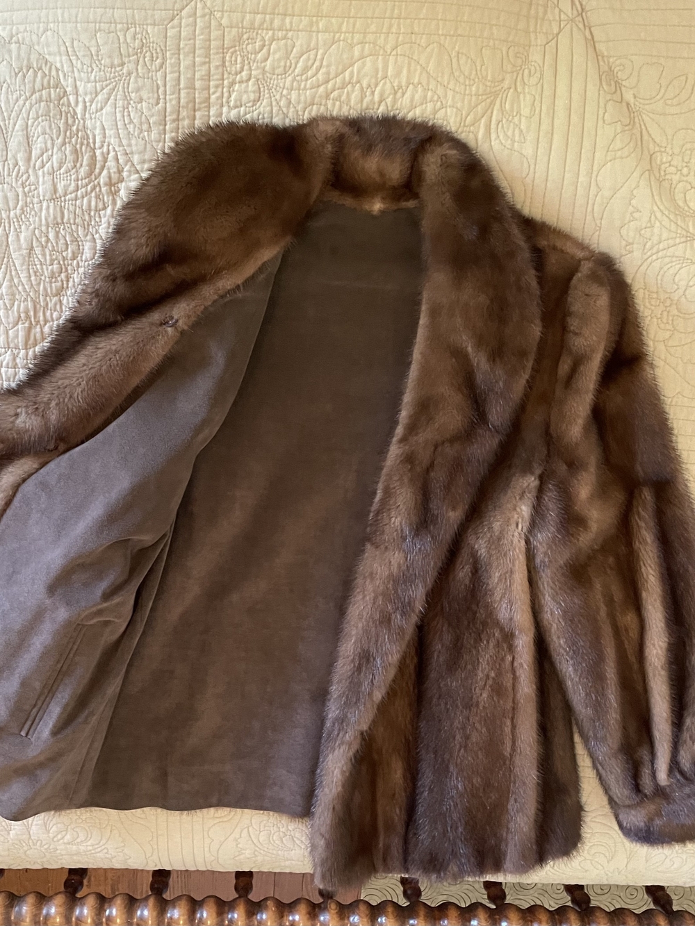 Women's Brown Mink Coat -Reversible Suede